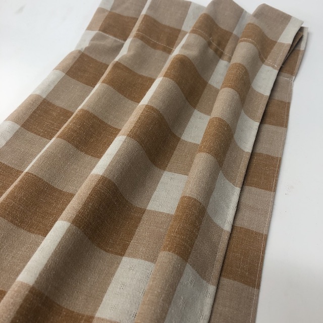 CAFE CURTAIN, Brown & Cream Check 120cm Drop x 60cm Wide